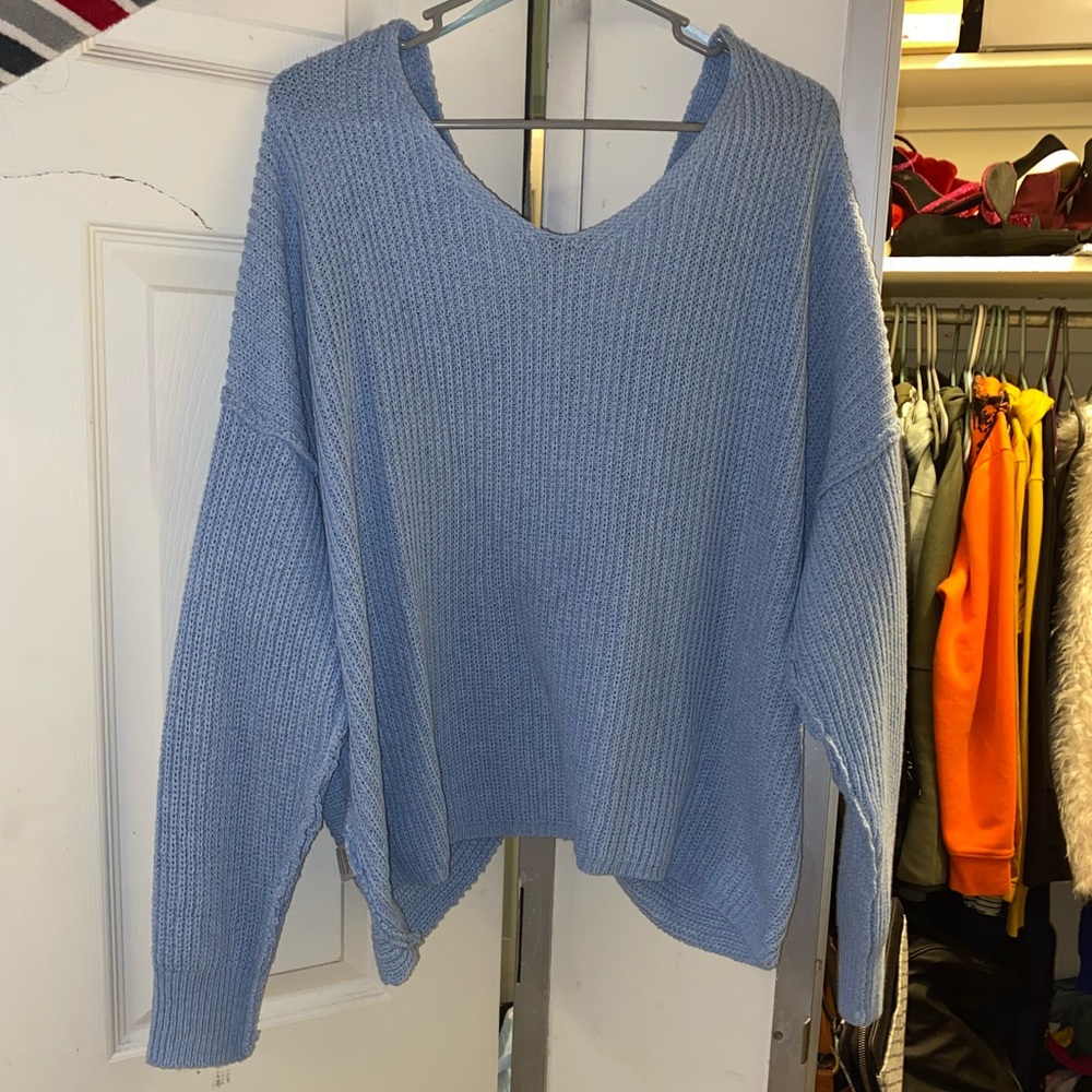 Baby blue warm over size shirt